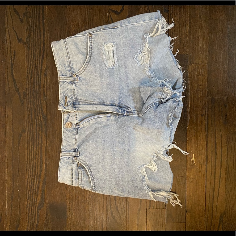 Hi Rise Light Wash Jean Shorts